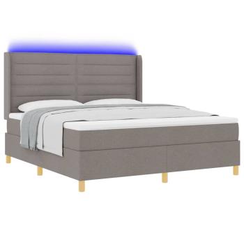 Boxspringbett mit LED-Lichtleisten Taupe 180 x 200 cm Stoff