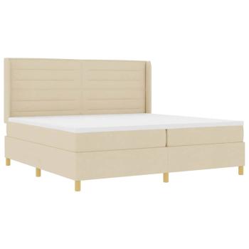 Boxspringbett mit Matratze mit LED Creme 200 x 200 cm Stoff