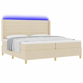 Boxspringbett mit Matratze mit LED Creme 200 x 200 cm Stoff