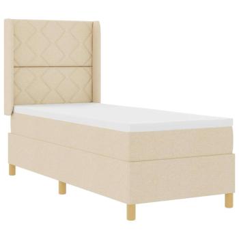 Boxspringbett mit LED-Lichtleisten Creme 80 x 200 cm Stoff