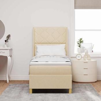 Boxspringbett mit LED-Lichtleisten Creme 80 x 200 cm Stoff