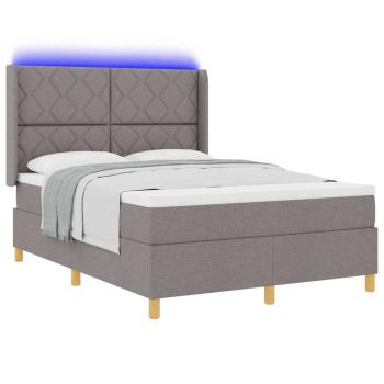 Boxspringbett mit LED-Lichtleisten Taupe 160 x 200 cm Stoff