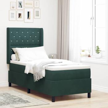 ARDEBO.de - Boxspringbett mit Matratze mit LED Dunkelgrün 80 x 200 cm Samt