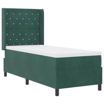 Boxspringbett mit Matratze mit LED Dunkelgrün 80 x 200 cm Samt