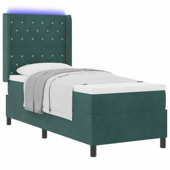 Boxspringbett mit Matratze mit LED Dunkelgrün 80 x 200 cm Samt