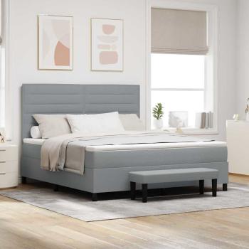 ARDEBO.de - Boxspringbett mit Kopfteil Hellgrau 180 x 200 cm Stoff