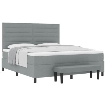 Boxspringbett mit Kopfteil Hellgrau 180 x 200 cm Stoff