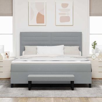Boxspringbett mit Kopfteil Hellgrau 180 x 200 cm Stoff