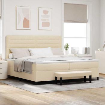 ARDEBO.de - Boxspringbett mit Matratze Creme 200 x 200 cm Stoff