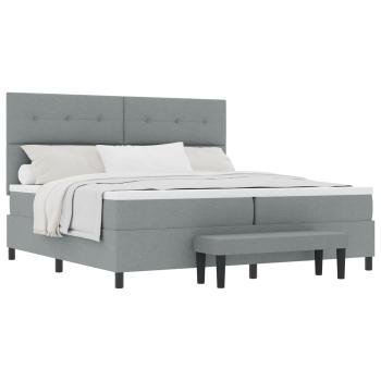 Boxspringbett mit Kopfteil Hellgrau 200 x 200 cm Stoff