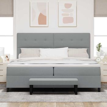 Boxspringbett mit Kopfteil Hellgrau 200 x 200 cm Stoff