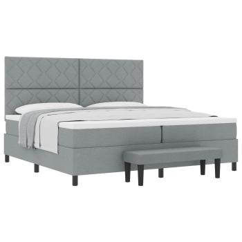 Boxspringbett mit Kopfteil Hellgrau 200 x 200 cm Stoff
