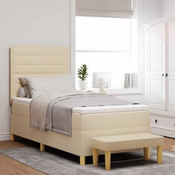 ARDEBO.de - Boxspringbett mit Kopfteil Creme 200 x 90 cm Stoff