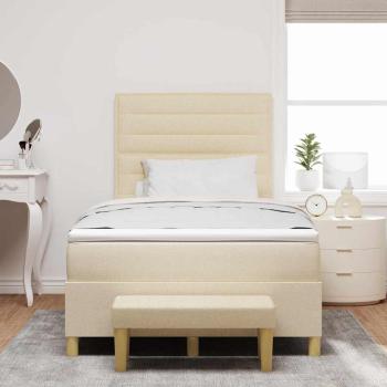 Boxspringbett mit Kissen mit Kopfteil Creme 190 x 120 cm Stoff