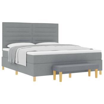 Boxspringbett mit Kopfteil Hellgrau 200 x 180 cm Stoff