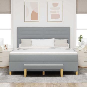 Boxspringbett mit Kopfteil Hellgrau 200 x 180 cm Stoff