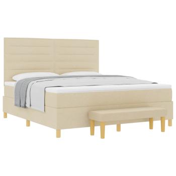 Boxspringbett mit Kopfteil Creme 200 x 180 cm Stoff