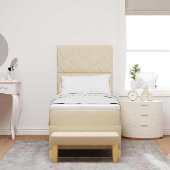 Boxspringbett mit Kissen mit Kopfteil Creme 200 x 80 cm Stoff