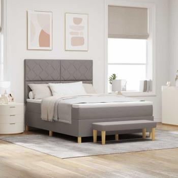 ARDEBO.de - Boxspringbett mit Kopfteil Taupe 200 x 160 cm Stoff