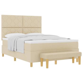 Boxspringbett mit Kissen mit Kopfteil Creme 200 x 160 cm Stoff