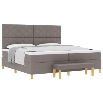 Boxspringbett mit Kissen mit Kopfteil Taupe 200 x 200 cm Stoff