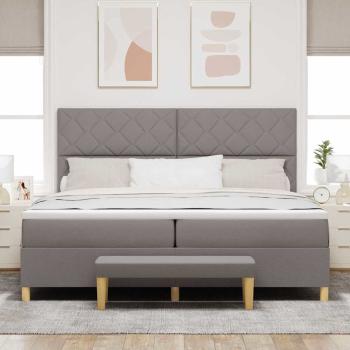 Boxspringbett mit Kissen mit Kopfteil Taupe 200 x 200 cm Stoff