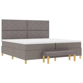 Boxspringbett mit Kissen mit Kopfteil Taupe 200 x 200 cm Stoff