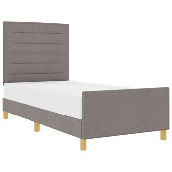 Bettgestell mit Kopfteil Taupe 100 x 200 cm Stoff