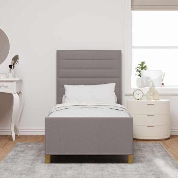 Bettgestell mit Kopfteil Taupe 100 x 200 cm Stoff