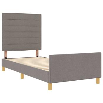 Bettgestell mit Kopfteil Taupe 100 x 200 cm Stoff
