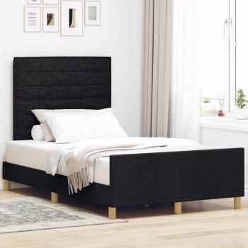 ARDEBO.de - Bettgestell mit Kopfteil Schwarz 120 x 190 cm Stoff