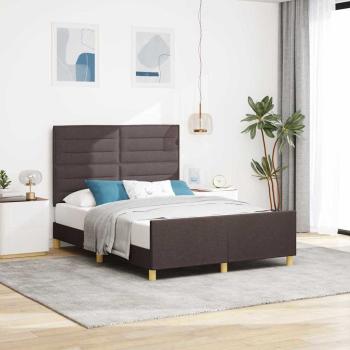ARDEBO.de - Bettgestell mit Kopfteil Dunkelbraun 140 x 200 cm Stoff