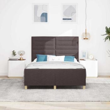 Bettgestell mit Kopfteil Dunkelbraun 140 x 200 cm Stoff