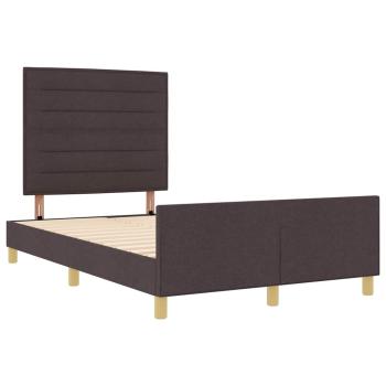 Bettgestell mit Kopfteil Dunkelbraun 140 x 200 cm Stoff