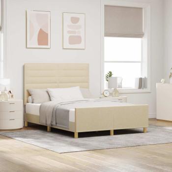 ARDEBO.de - Bettgestell mit Kopfteil Creme 160 x 200 cm Stoff