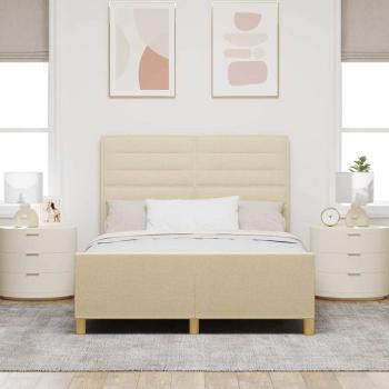 Bettgestell mit Kopfteil Creme 160 x 200 cm Stoff