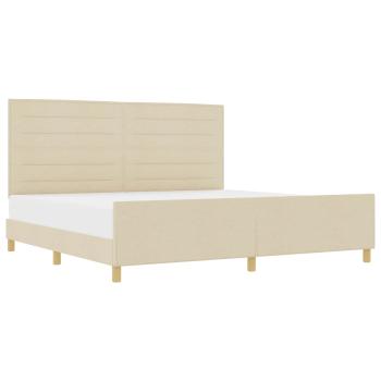 Bettgestell mit Kopfteil Creme 200 x 200 cm Stoff