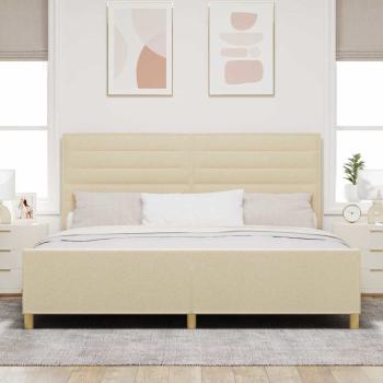 Bettgestell mit Kopfteil Creme 200 x 200 cm Stoff
