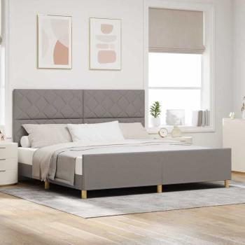 ARDEBO.de - Bettgestell mit Kopfteil Taupe 200 x 200 cm Stoff