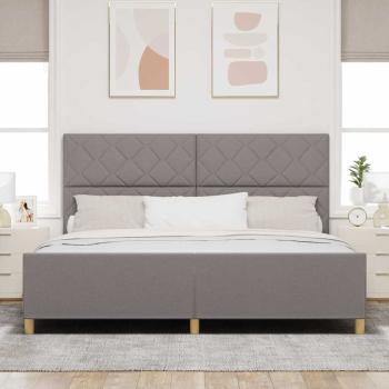 Bettgestell mit Kopfteil Taupe 200 x 200 cm Stoff
