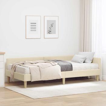 ARDEBO.de - Eckbettgestell mit Matratze 2 stk. Creme 90 x 190 cm Stoff