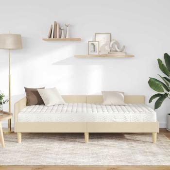 Eckbettgestell mit Matratze 2 stk. Creme 90 x 190 cm Stoff