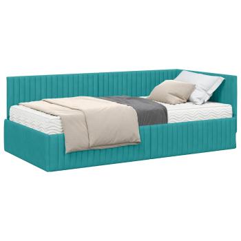 Eckbettgestell mit Matratze 2 stk. Türkis 100 x 200 cm Samt