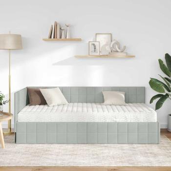 Eckbettgestell mit Matratze 2 stk. Hellgrau 90 x 190 cm Samt