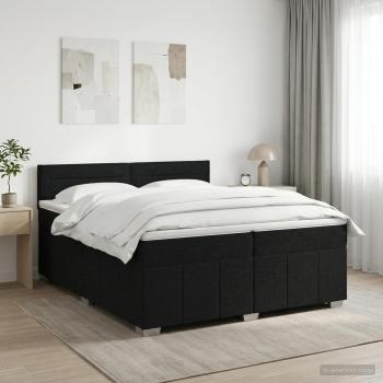 ARDEBO.de - Boxspringbett mit Matratze Schwarz 200 x 200 cm Stoff
