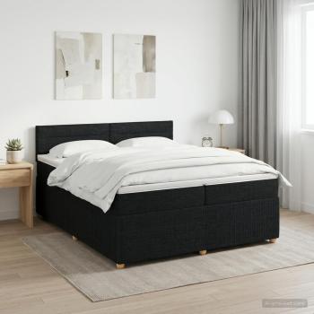 ARDEBO.de - Boxspringbett mit Matratze Schwarz 200 x 200 cm Stoff
