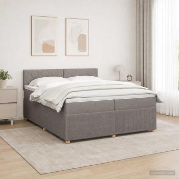ARDEBO.de - Boxspringbett mit Matratze Taupe 200 x 200 cm Stoff