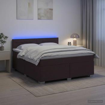 Boxspringbett mit Matratze und LED Dunkelbraun 180 x 200 cm