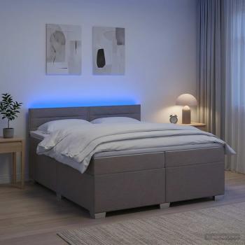 ARDEBO.de - Boxspringbett mit Matratze und LED Taupe 200 x 200 cm Stoff