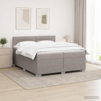 Boxspringbett mit Matratze und LED Taupe 200 x 200 cm Stoff